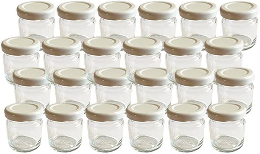 Vitrea 25x Marmeladengläser kleine 50 ml Gläschen mit Schraub-Deckel Weiss - Mini Einmachgläser - Ho