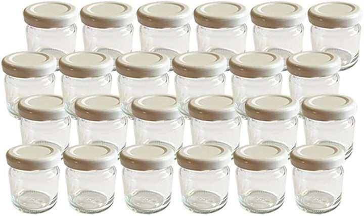 Vitrea 25x Marmeladengläser kleine 50 ml Gläschen mit Schraub-Deckel Weiss - Mini Einmachgläser - Ho