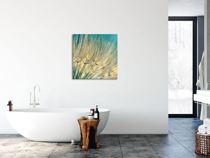 Pixxprint Glasbild | Wandbild auf Echtglas | Pusteblumen | 50x50 cm | inkl. Aufhängung und Abstandsh