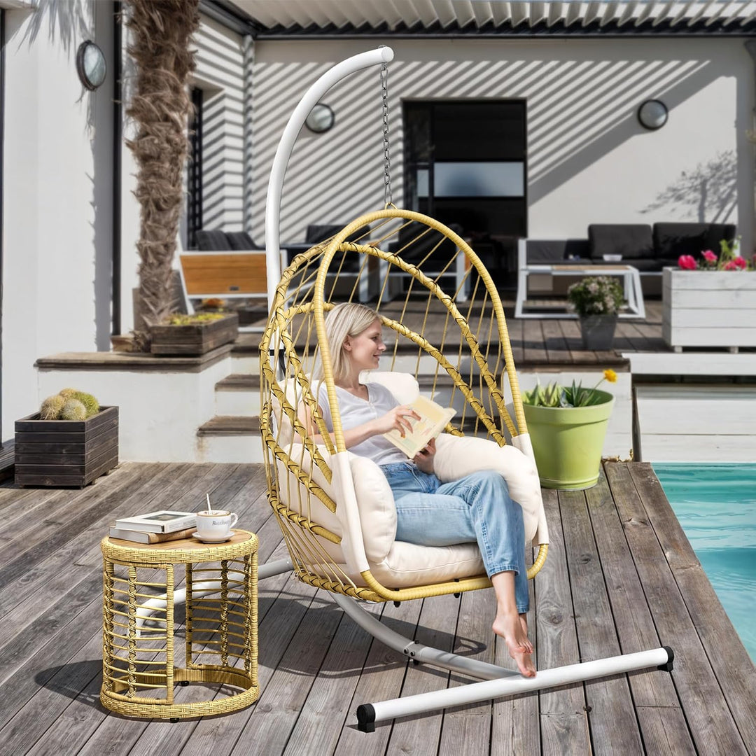 YITAHOME Hängesessel mit Kissen, Max. Belastung 150kg, Hängesessel Outdoor mit Gestell Körbe 195x120