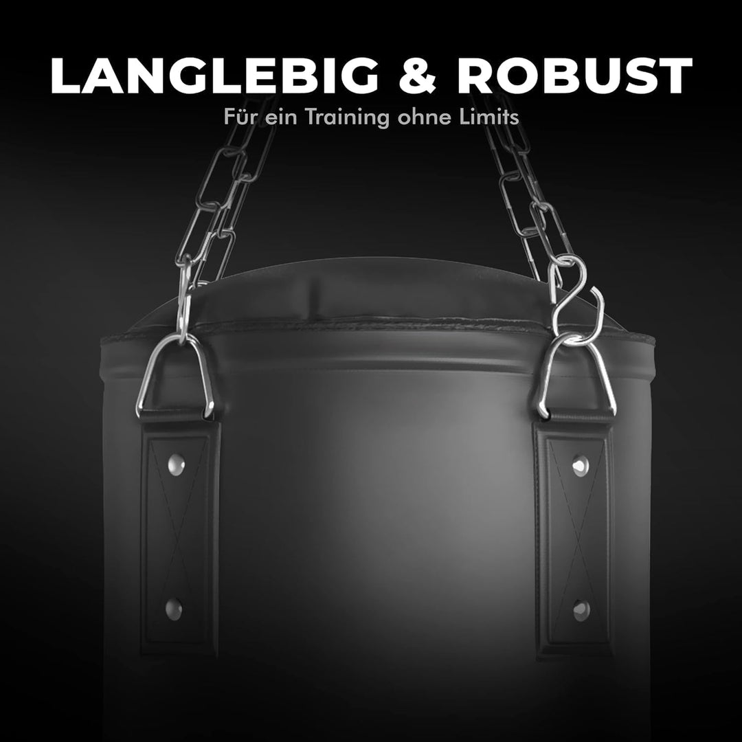 FIGHTR® Boxsack gefüllt/ungefüllt - extrem robust & langlebig | Boxsack Set inkl. 4-Punkt-Stahlkette