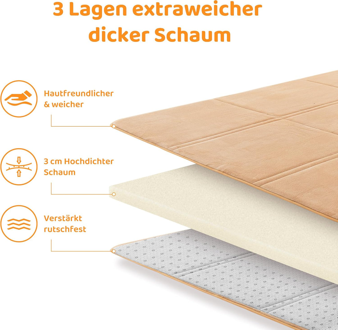 BYBYME 3cm Dicke Faltbare Krabbelmatte Baby, 80x150cm Spielmatte mit Rutschfester Unterseite, Weiche