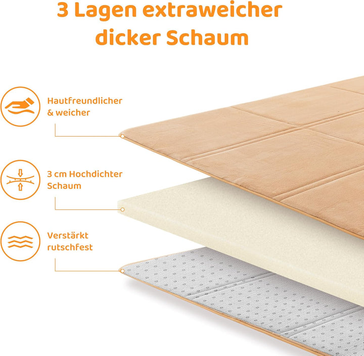 BYBYME 3cm Dicke Faltbare Krabbelmatte Baby, 80x150cm Spielmatte mit Rutschfester Unterseite, Weiche