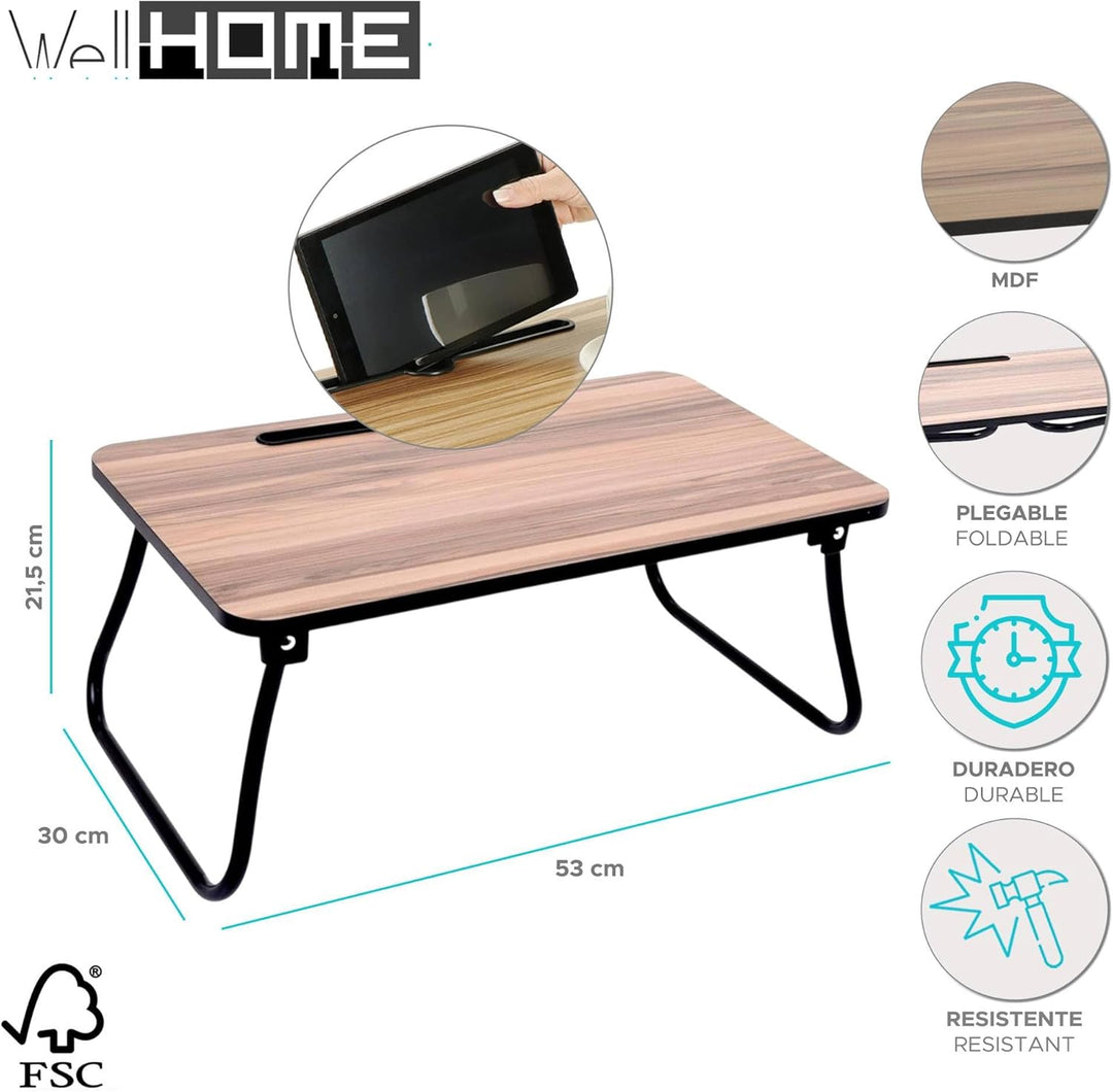 Well Home Tragbares Betttablett aus MDF und Melamin, 53 x 30,5 x 5 cm