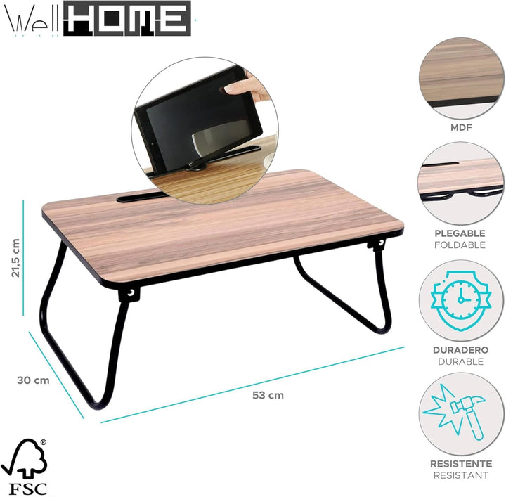 Well Home Tragbares Betttablett aus MDF und Melamin, 53 x 30,5 x 5 cm