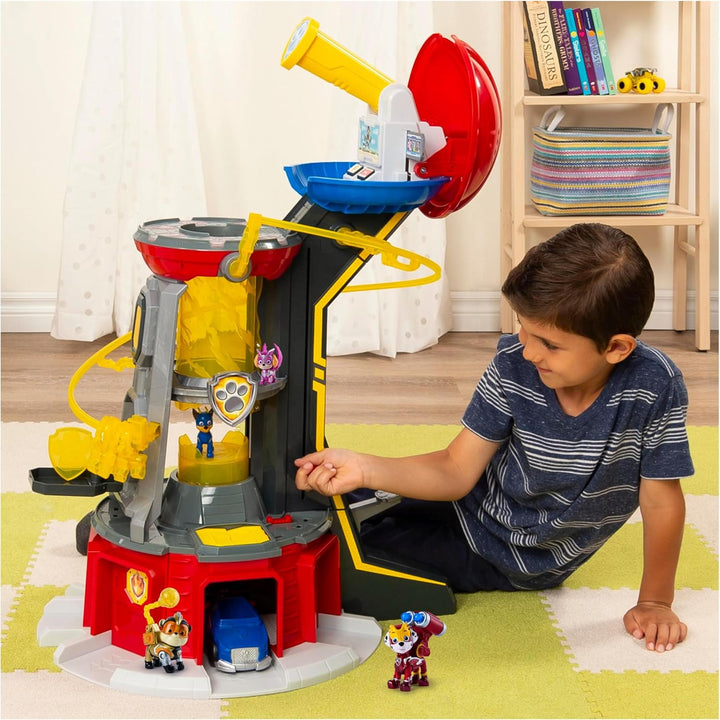 PAW PATROL, Mighty Lookout Tower mit 4 zusätzlichen exklusiven Action-Figuren, Spielzeugauto, Licht-