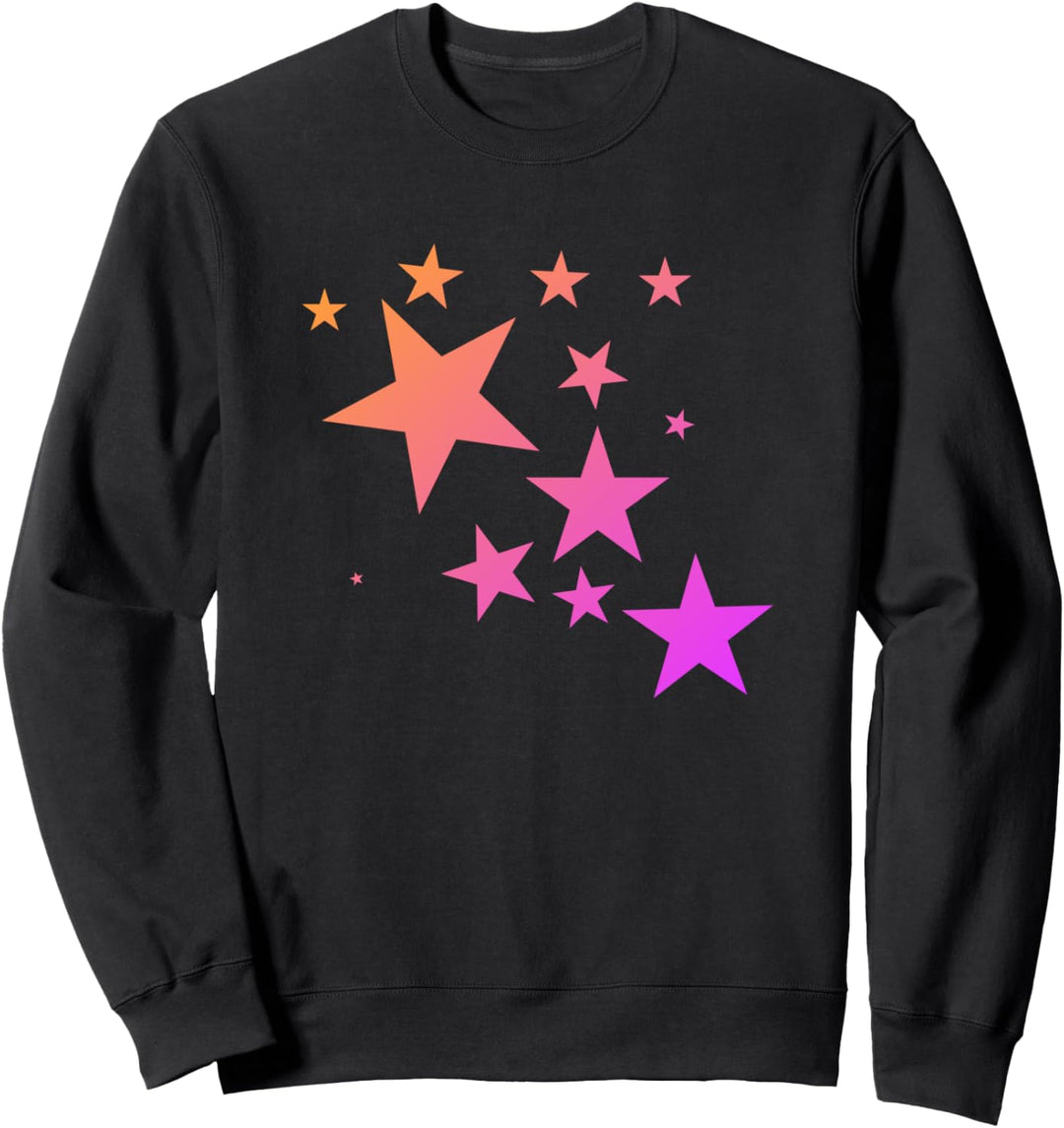 Bunte Orange Rosa Sterne im Stern-Muster Design Damen Sweatshirt