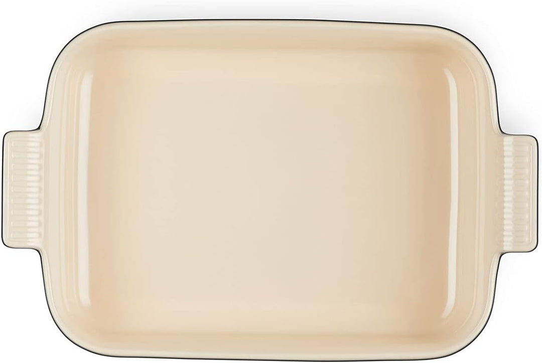 Le Creuset Rechteckige Auflaufform Tradition aus Steinzeug, 32 cm, 2.31 kg, Schwarz matt, 7110232000