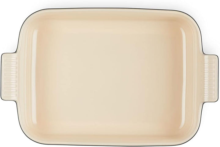Le Creuset Rechteckige Auflaufform Tradition aus Steinzeug, 32 cm, 2.31 kg, Schwarz matt, 7110232000