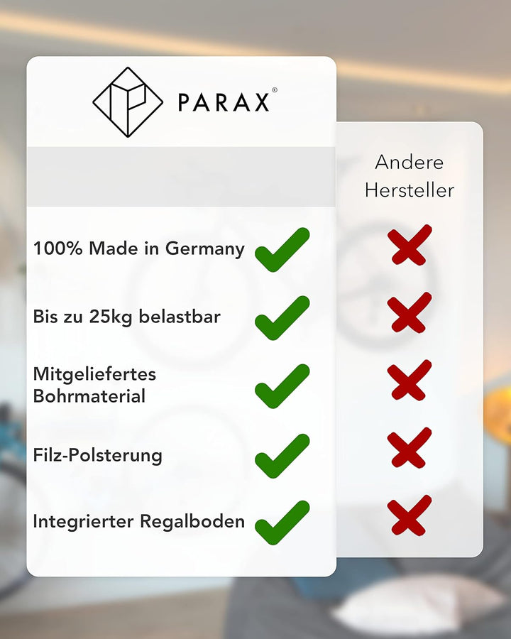 PARAX Fahrrad Wandhalterung S-Rack individualisierbar Aluminium Holz – Fahrrad Halterung für Rennrad