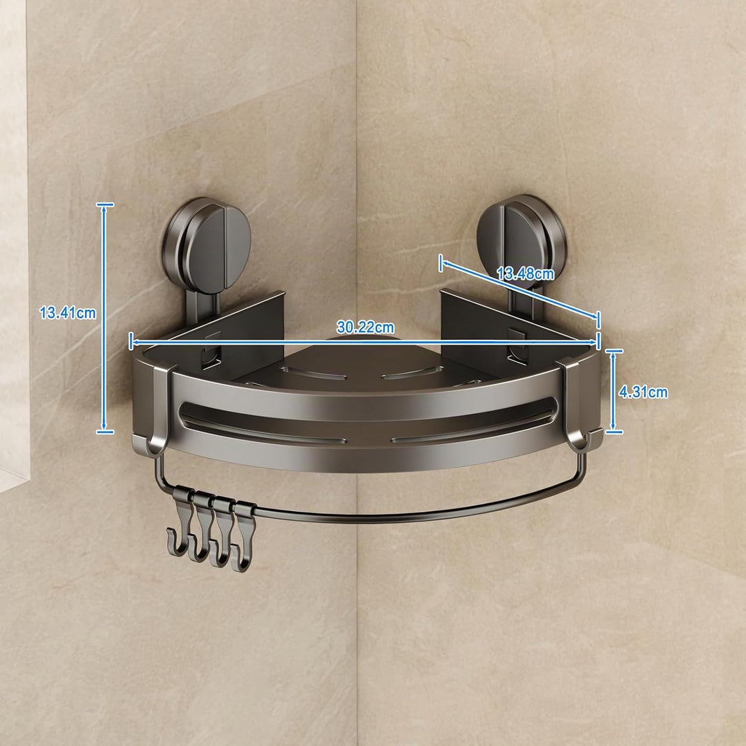 Duschablage Ohne Bohren, Duschregal Ecke Saugnapf Badezimmer Regal Wand Duschkorb mit Handtuchhalter
