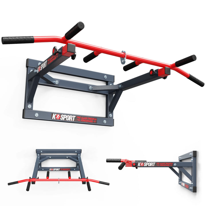 K-Sport: X-MAX-Klimmzugstange zur Wandmontage I Kraftstation mit Pull-Up Bar &amp; 3 Griffen I Klimmzugt