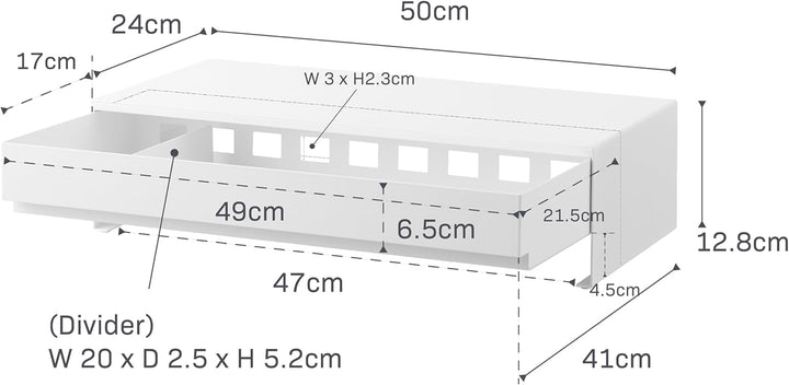 YAMAZAKI 10187 TOWER Monitorständer mit Schublade, weiss, Stahl / Magnet / Polypropylene / Silikon /
