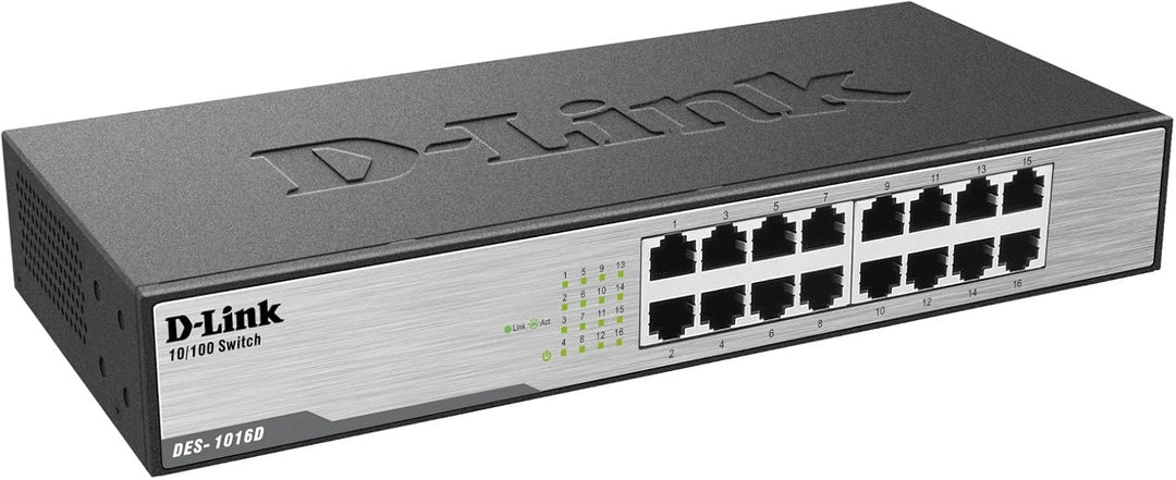 D-Link DES-1016D 16-Port Fast Ethernet Switch (10/100 Mbit/s-Anschlüsse, bis zu 200 Mbit/s im Full-D