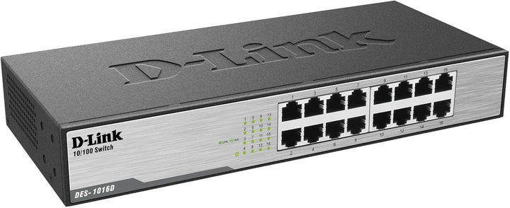 D-Link DES-1016D 16-Port Fast Ethernet Switch (10/100 Mbit/s-Anschlüsse, bis zu 200 Mbit/s im Full-D