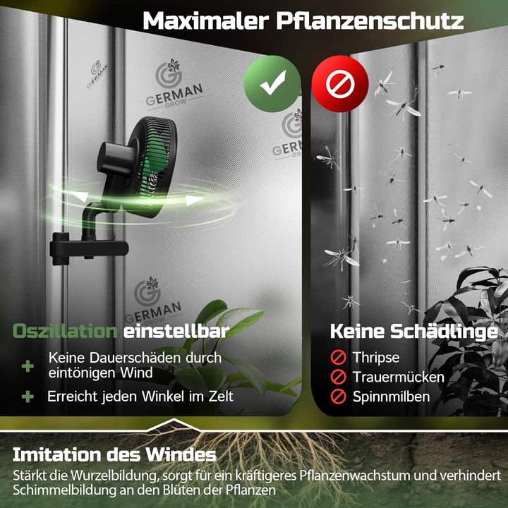G6 Clip-Ventilator ECO Motor 10W, 10-Stufen, Oszillierend für Growbox und Pflanzenwachstum