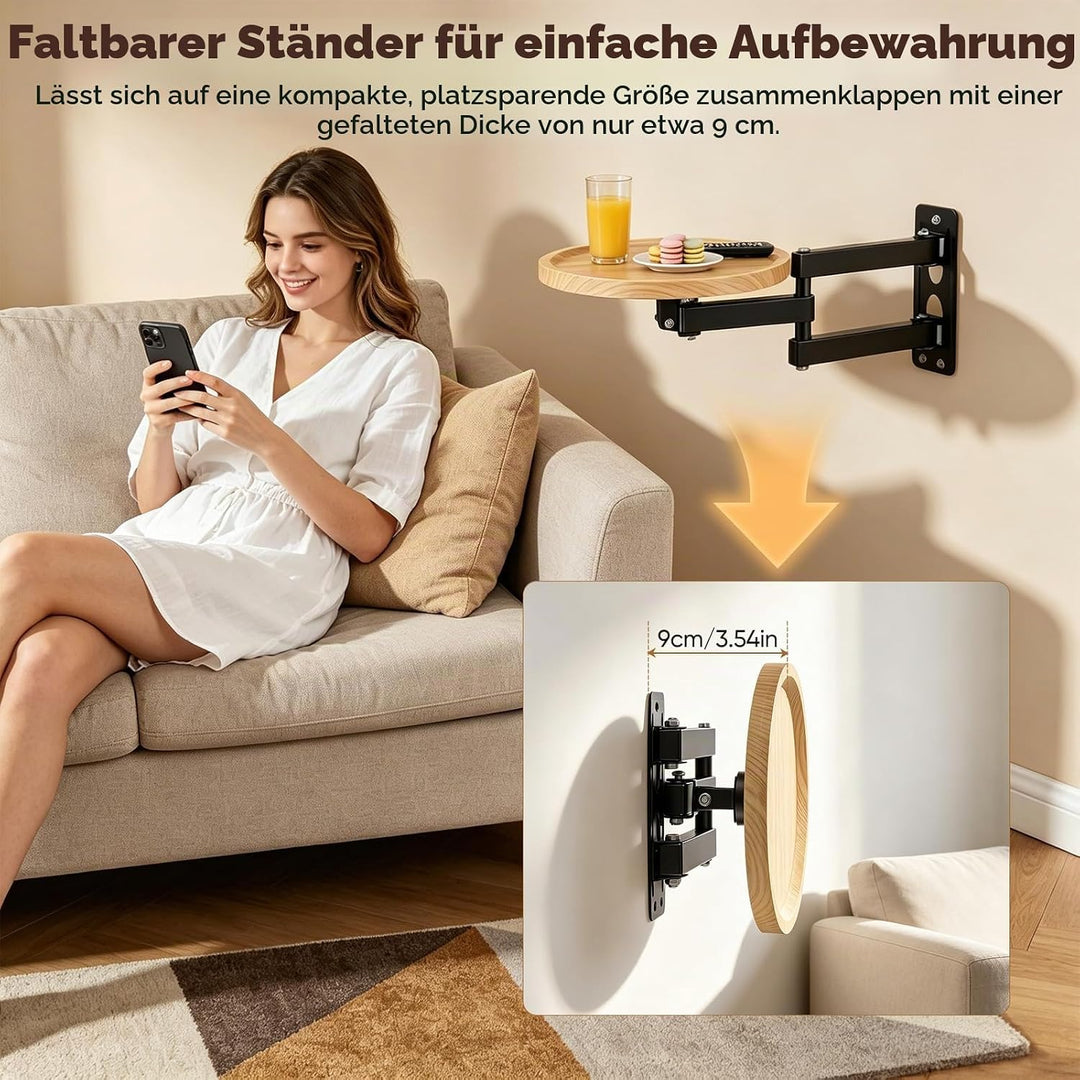 Runder Klapptisch Wand, Klappbar Wandtisch 30cm Kleine Wandmontierter Ausziehbar Rund Tisch Wandtisc