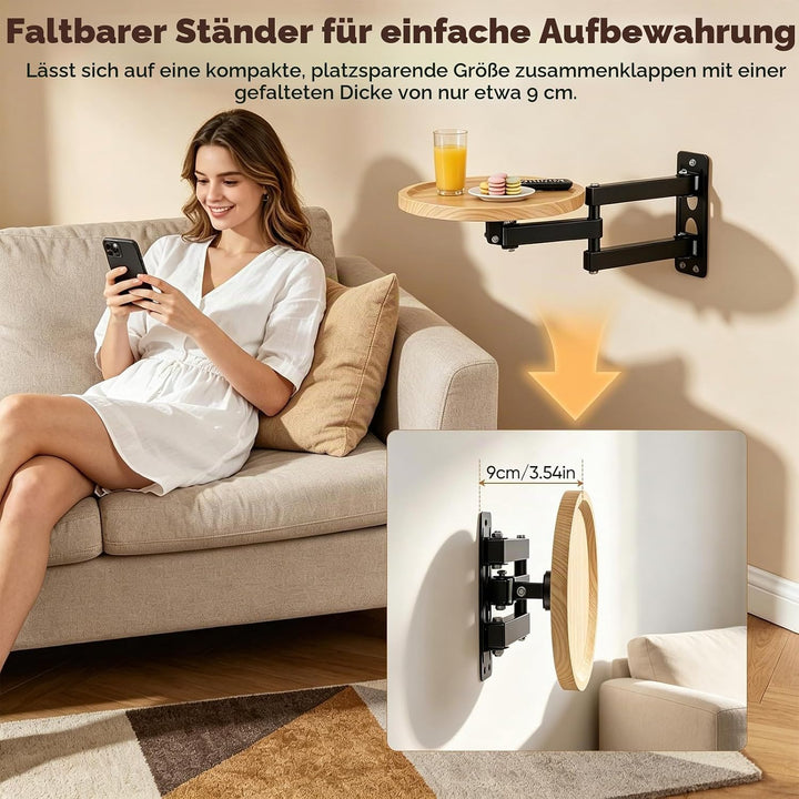 Runder Klapptisch Wand, Klappbar Wandtisch 30cm Kleine Wandmontierter Ausziehbar Rund Tisch Wandtisc