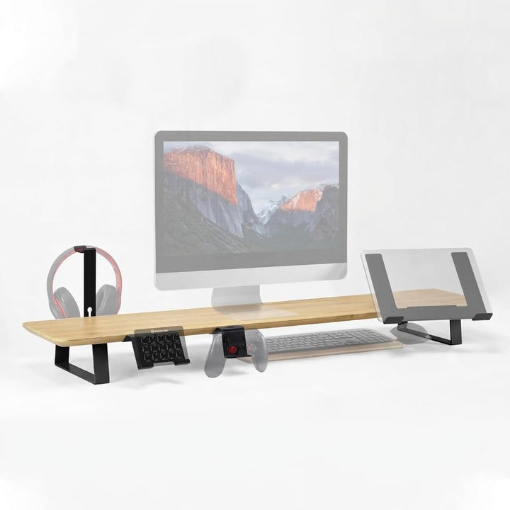 Monitorständer Desk Shelf 100 cm Eiche | Monitorerhöhung Holz mit modularem Schienensystem | Schreib