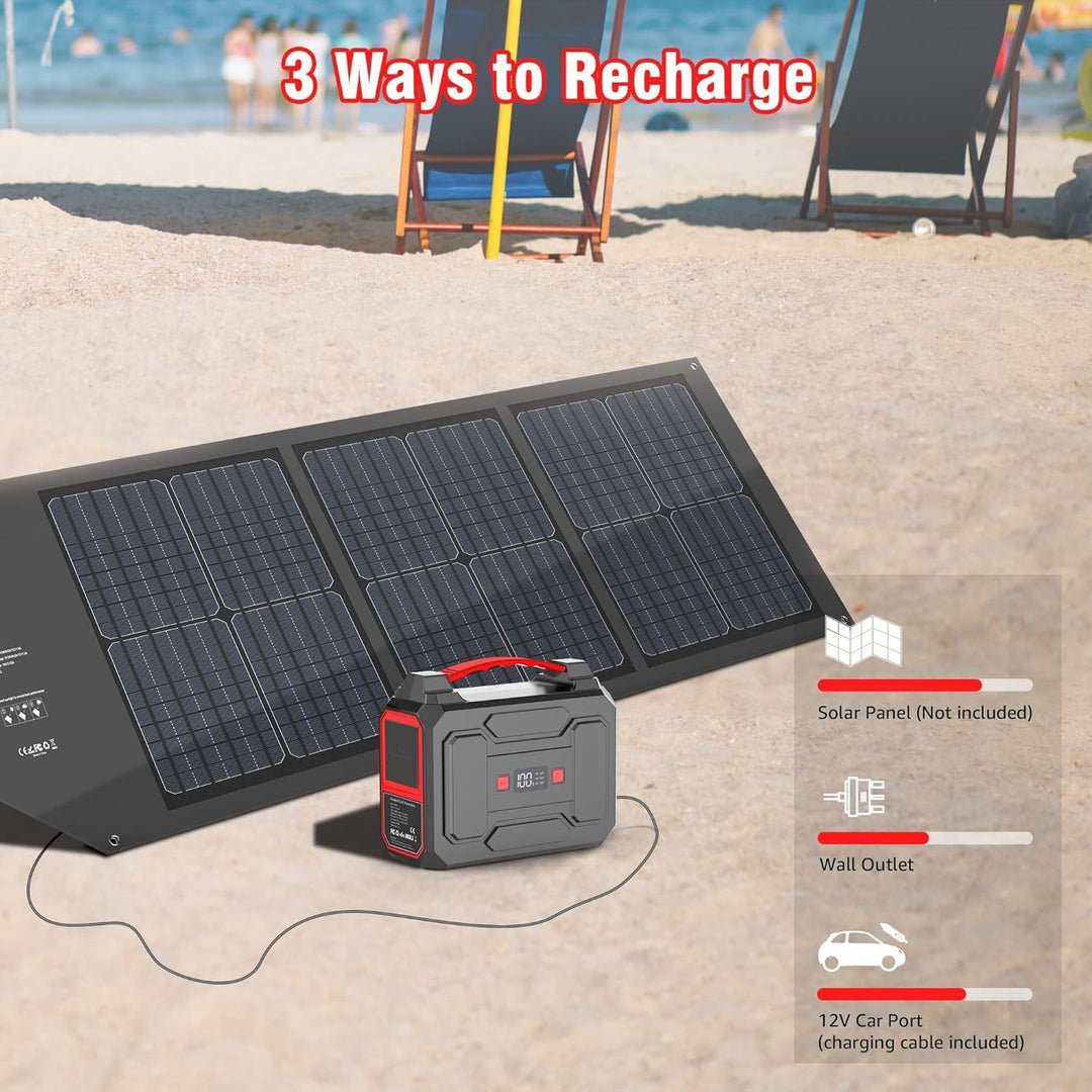 Powkey Tragbare Powerstation 99Wh/27000mAh Tragbares Powerbank 100W Solargenerator mit 230V AC/QC 3.