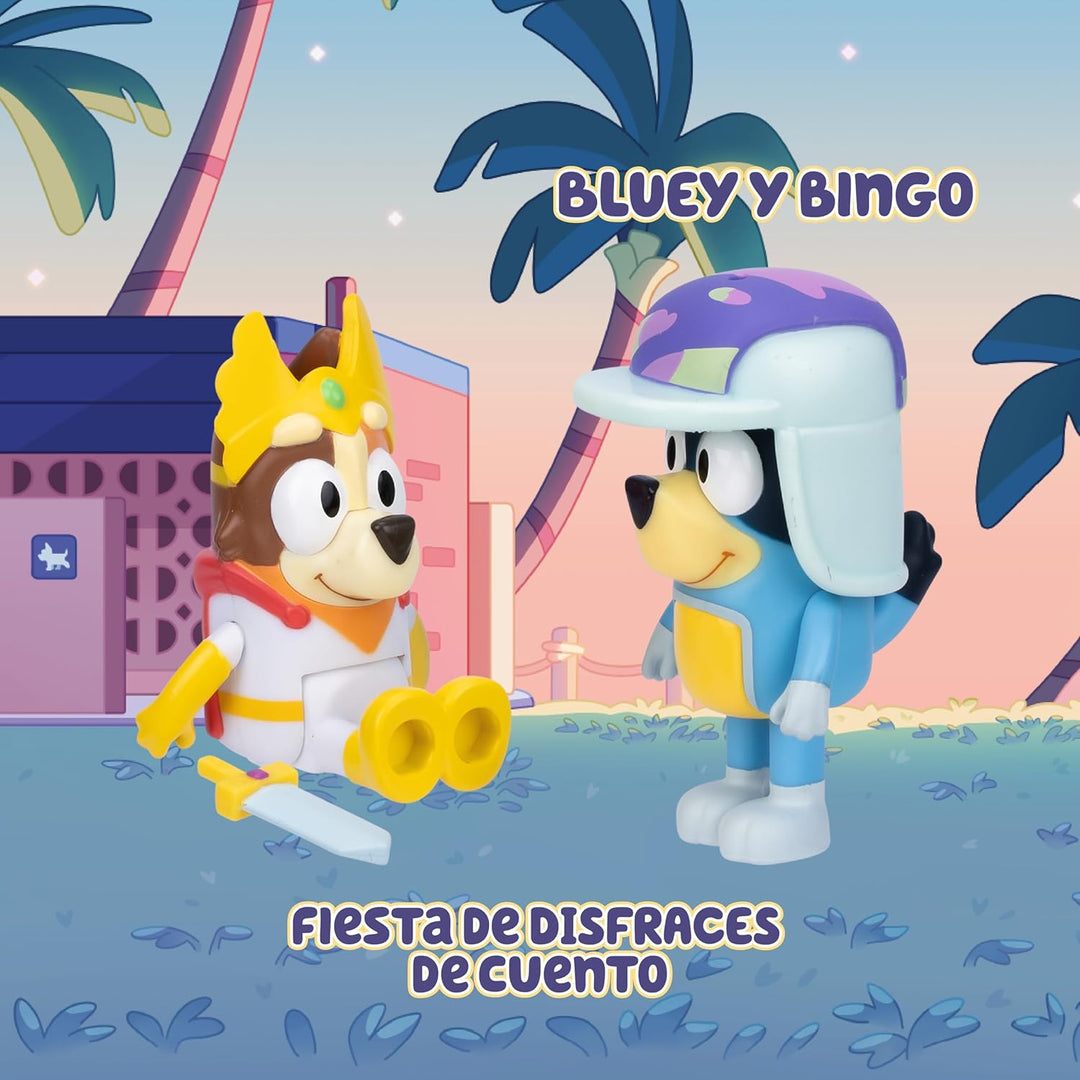 Bluey Packung mit 2 Figuren, bewegliche Figuren, Freunde, bereit für Abenteuer, Puppen der Kinderser
