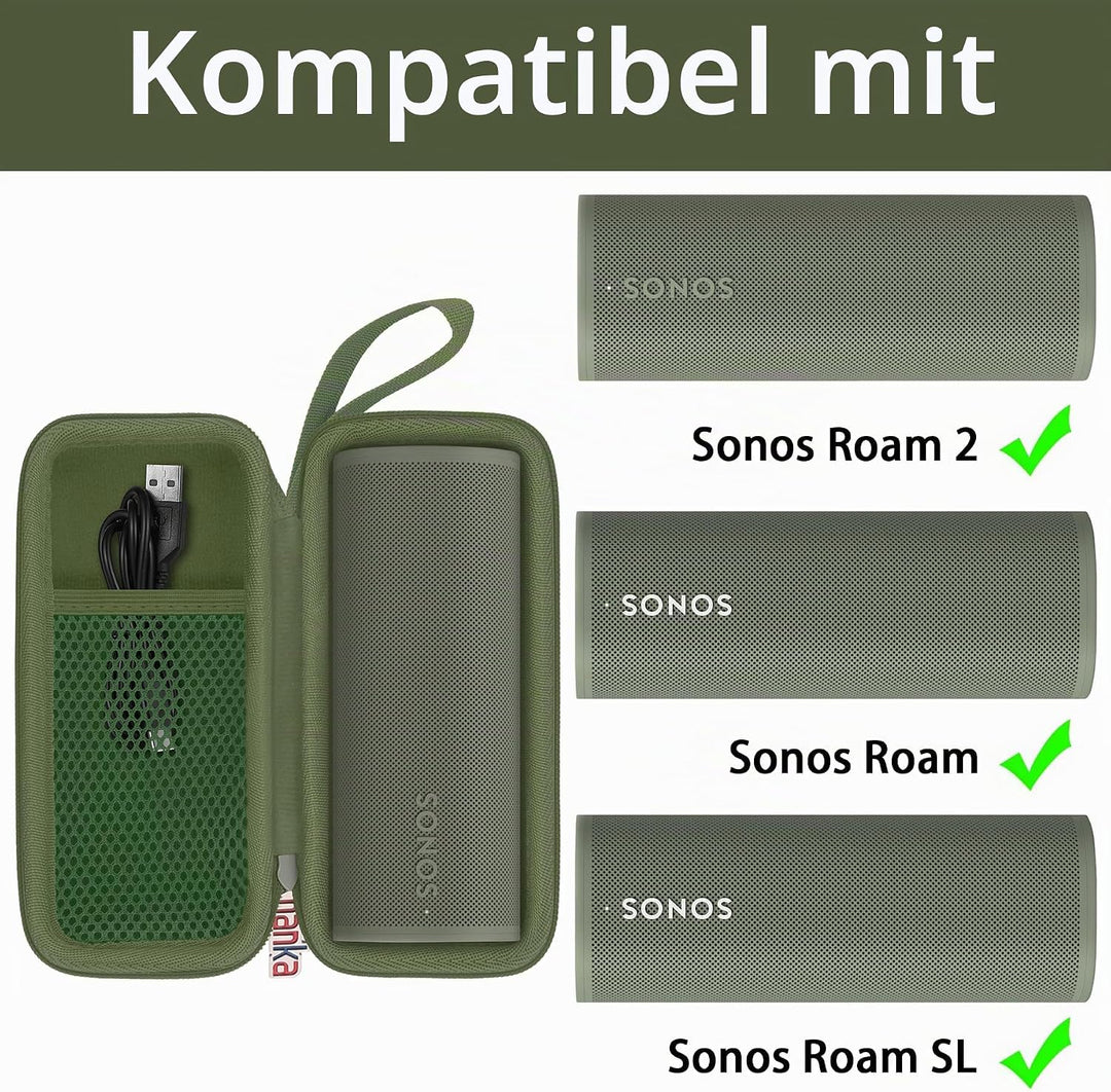Khanka Hartschalen-Reiseetui Ersatz für Sonos Roam Bluetooth-Lautsprecher Grün, Grün