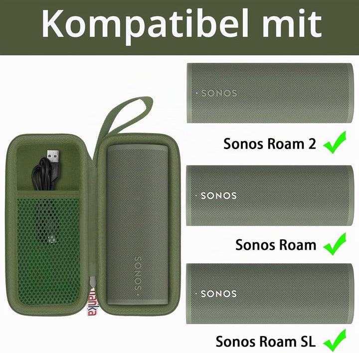 Khanka Hartschalen-Reiseetui Ersatz für Sonos Roam Bluetooth-Lautsprecher Grün, Grün