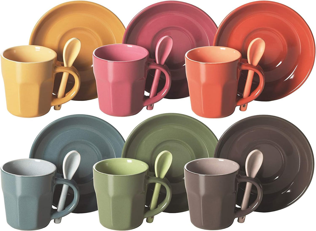 Excelsa Soul Kitchen Kaffeetasse mit Untertasse 6 tlg. Set Hug mehrfarbig Single, Single