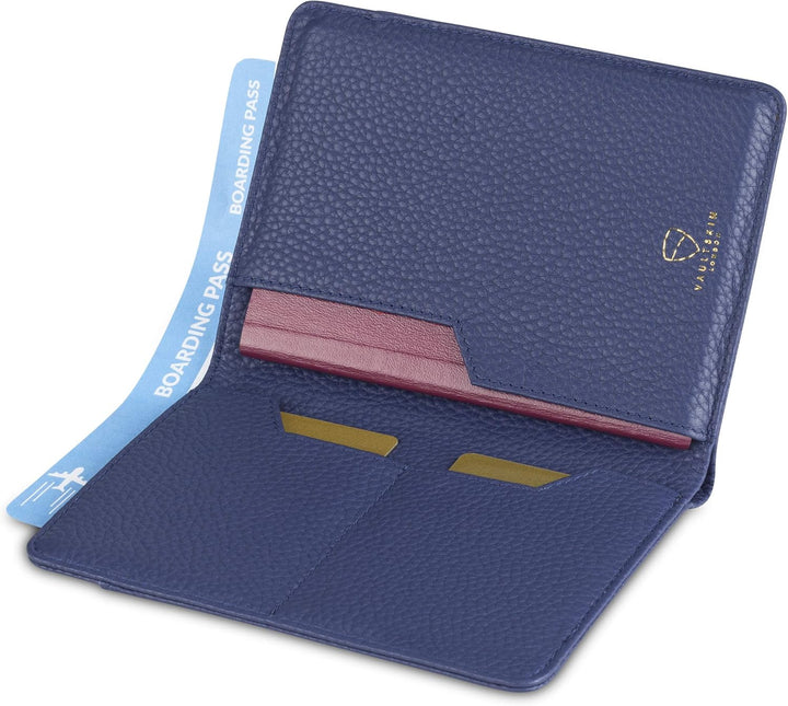 Vaultskin Kensington Reisepasshülle aus Leder mit RFID-Schutz (Matt Blau) Mat Blau, Mat Blau