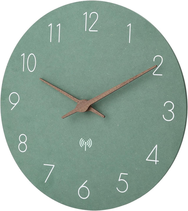 Wand Funkuhr MDF Holz Wanduhr Ohne TickgeräUsche Lautlos 30cm Quarz Batterie Gross Wanduhren Einfach