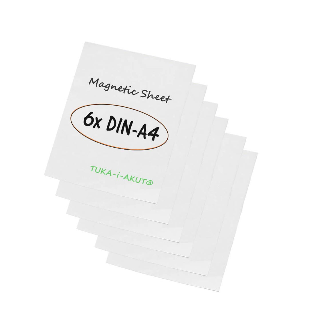 TUKA-i-AKUT 6x A4 Magnetfolie zum Beschriften und Zuschneiden, Flexibel Magnet Tafelfolie Magnetplät