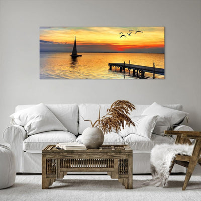 Wandbilder Dekoration Wohnzimmer Strand landschaft wasser brücke Panorama Bilder auf Leinwand 120x50