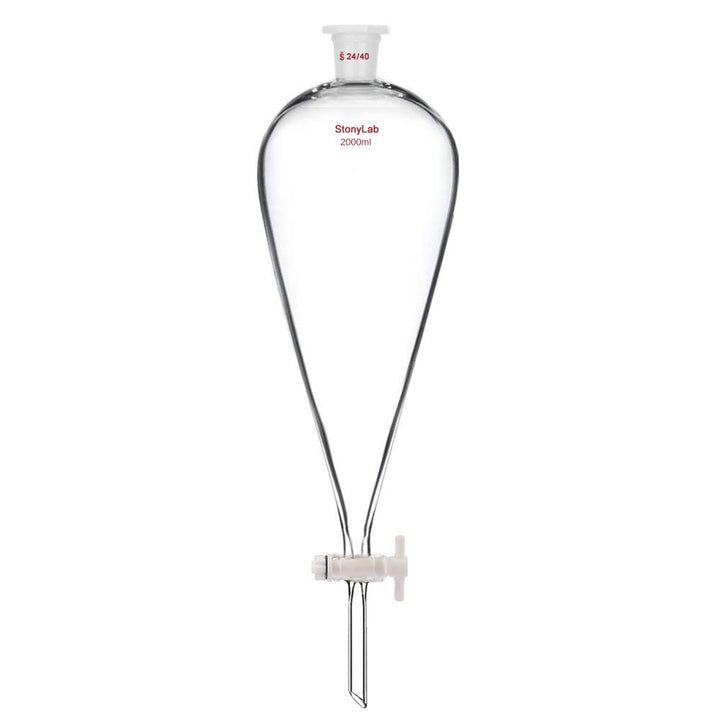StonyLab 2000 ml Trichter aus Borosilikatglas, Separatory Funnel, Schwerwandig Konisch mit 24/40 Gel