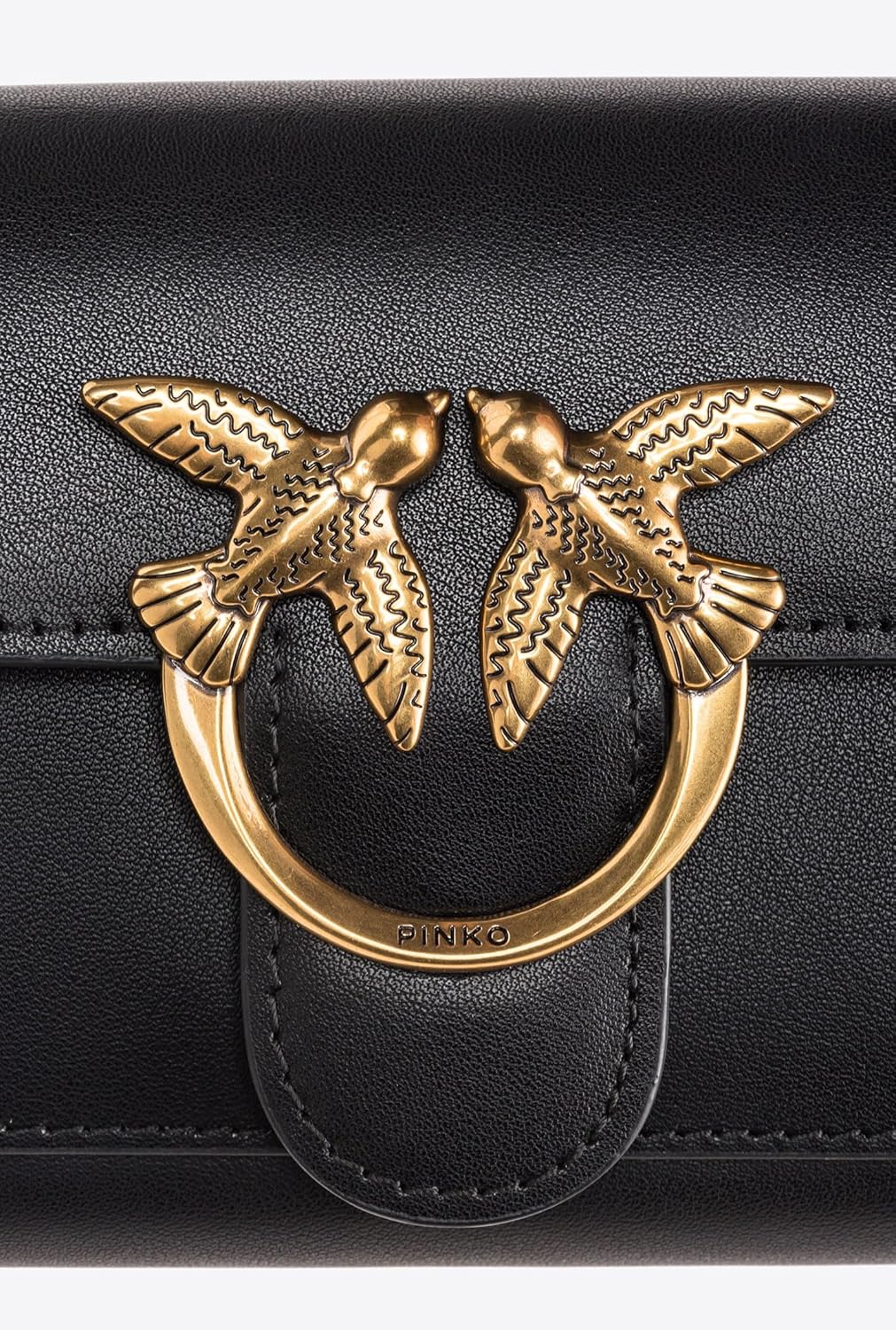 Pinko Damen Love ONE Wallet Liebe EINE GELDBÖRSE C Vitello SETA, Z99Q_Nero-Antique Gold