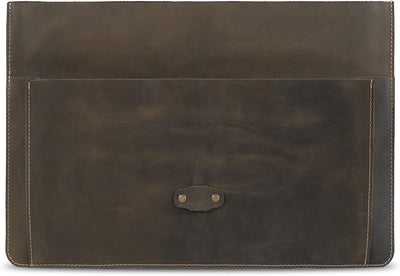 Londo Real Grain Leather MacBook Pro Case with Front Pocket & Flap Closure (Olive, 13 Zoll), OTTO503