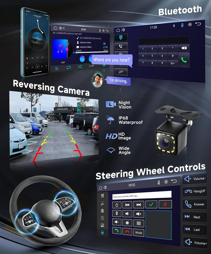 VECHTEL Autoradio 1 Din mit Drahtlos Carplay Android Auto, 10.1 Zoll HD IPS Touchscreen Autoradio mi