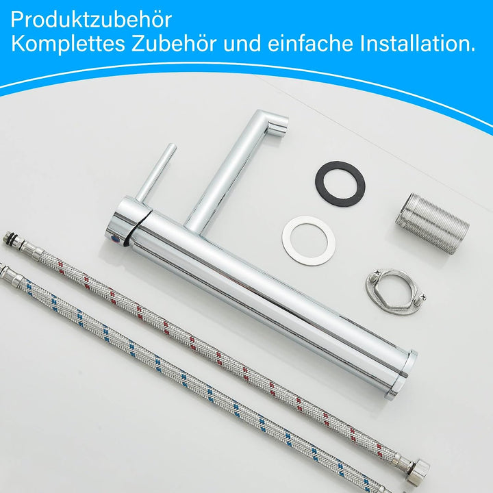 Waschtischarmatur chrom Hoch Wasserhahn Bad Badezimmer Waschbecken Armatur Edelstahl Einhebelmischer