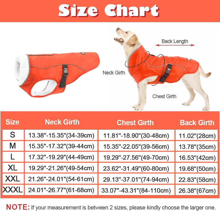 EMUST Kälteschutzmantel für Hunde, mit Fleecefutter, für kleine/mittlere bis grosse Hunde, wasserabw