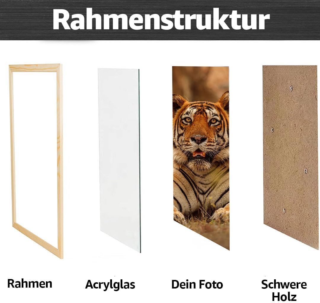 Estancia Eiche Holz Bilderrahmen 40x60 cm mit Bruchsicherem Acrylglas | Rahmen 40x60 cm | Bilderahme