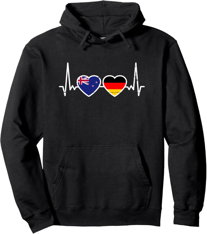 Neuseeland Deutschland Herzschlag Flagge Neuseeländer Pullover Hoodie