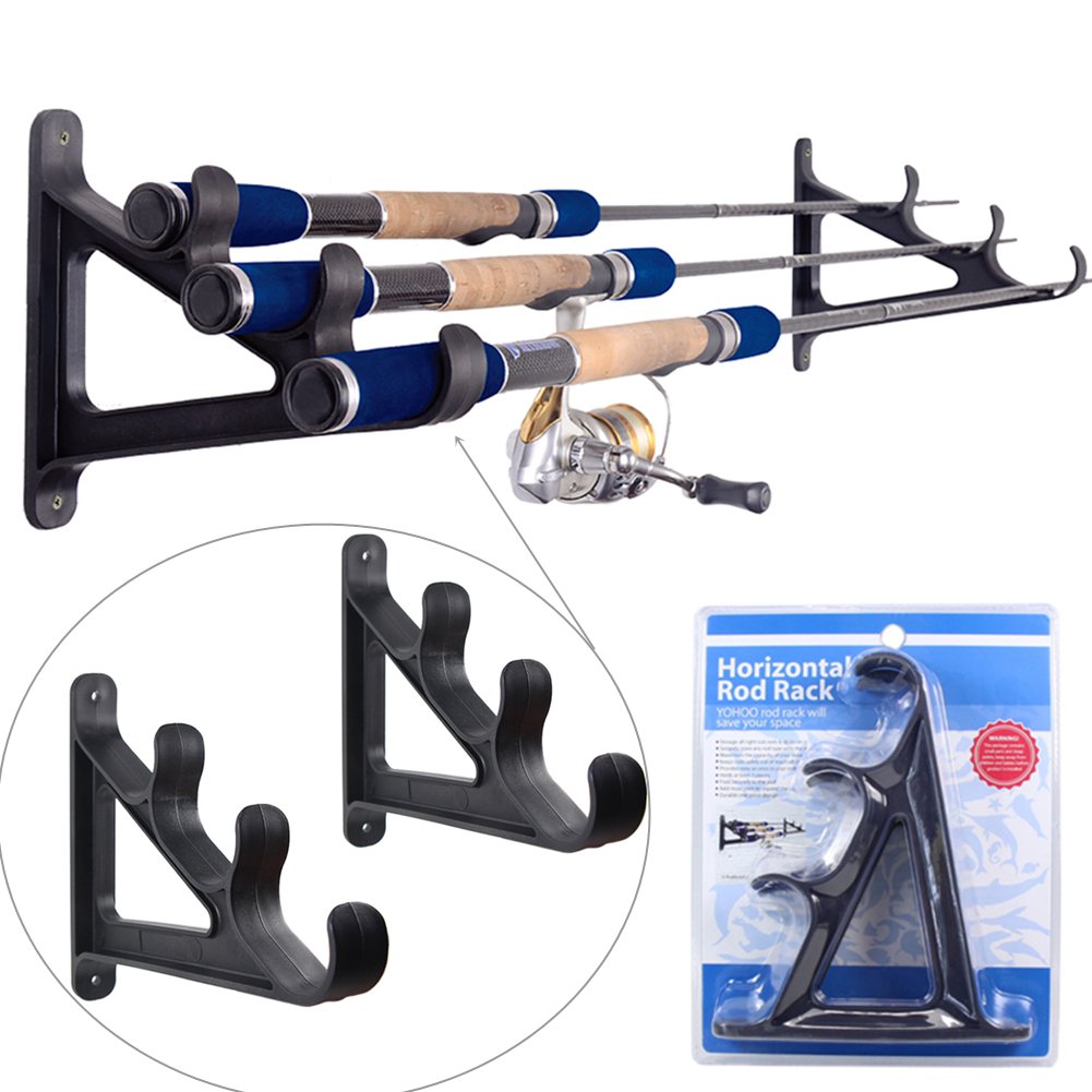Croch Horizontal Wand Rutenhalter Rod Rack für 3 Angelruten 1 Paar, 1 Paar