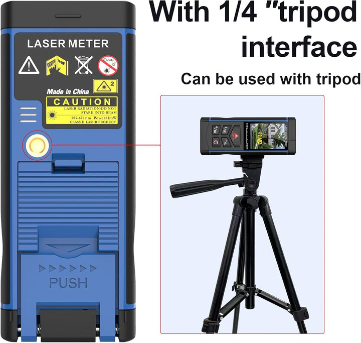 100m Laser Entfernungsmesser mit 6-Fach Kamera, ±2mm Genauigkeit, Elektronische Wasserwaage, Echtzei