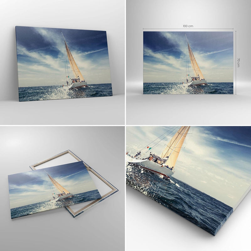 Bilder auf Leinwand 100x70cm Leinwandbild mit Rahmen Segeln Yacht Reise Gross Wanddeko Bild Schlafzi