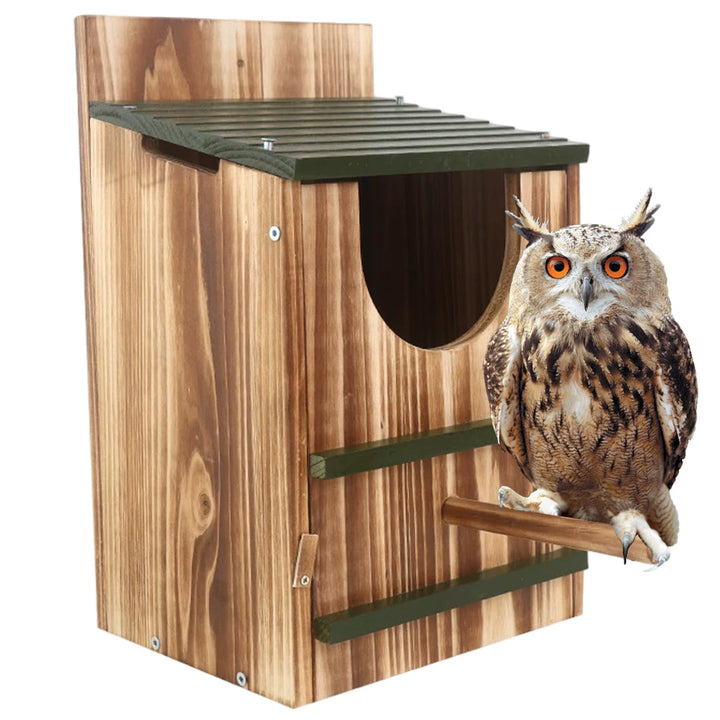 Eulenhaus, hölzerne Vogelhäuser für draussen, Eulen-Nistkasten mit Standstange, einfache Montage erf