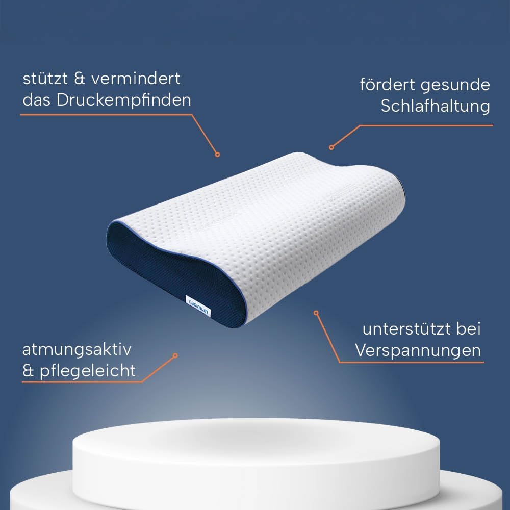 casimum Orthopädisches Nackenstützkissen Memory Foam - Höhenverstellbares Nackenkissen entlastet Kop