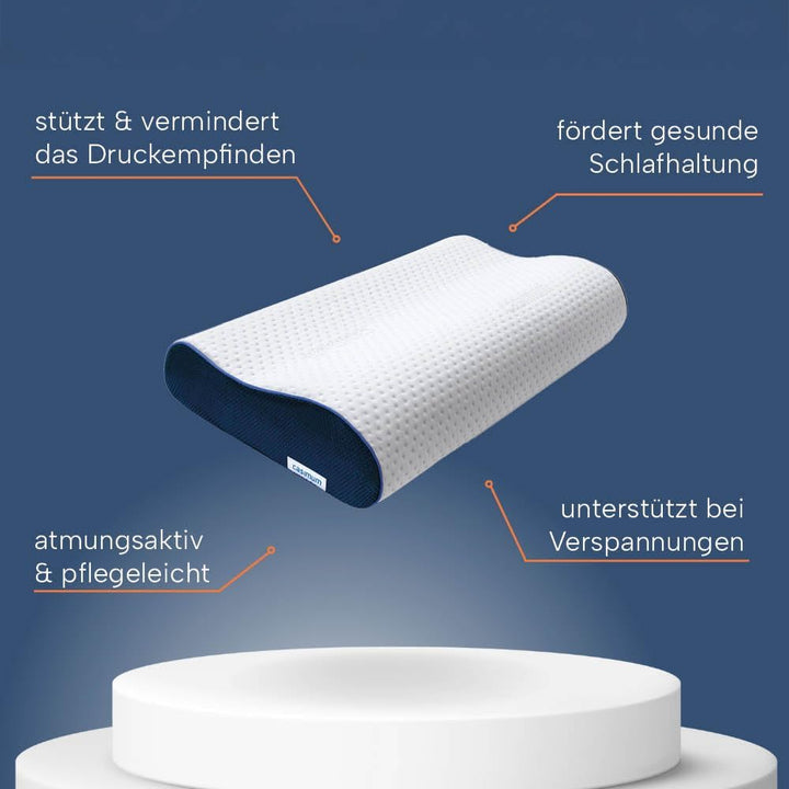 casimum Orthopädisches Nackenstützkissen Memory Foam - Höhenverstellbares Nackenkissen entlastet Kop