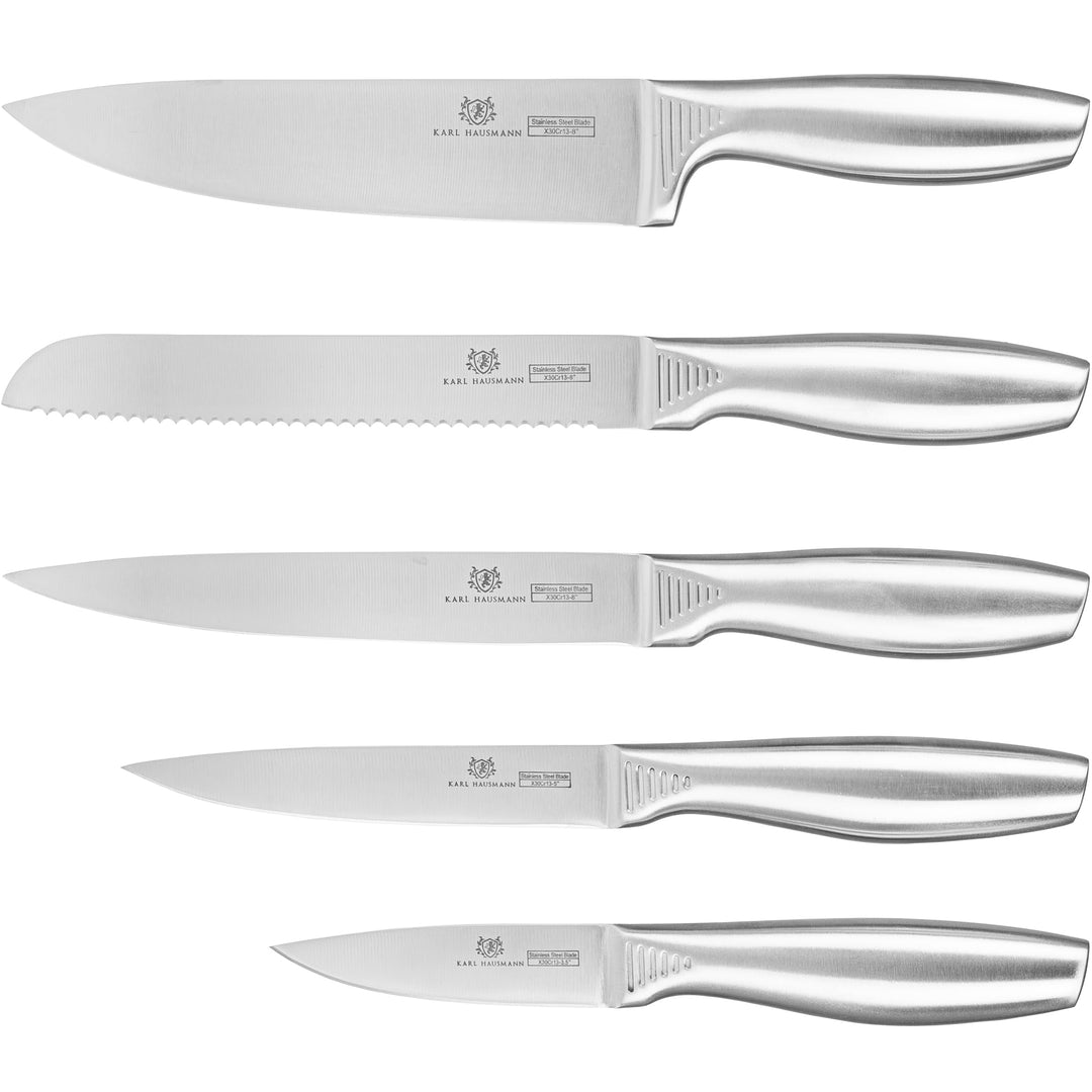 KARL HAUSMANN Messer Set ohne Block - 5 Teilig - Küchenmesser Set aus Edelstahl X30Cr13 - Kochmesser
