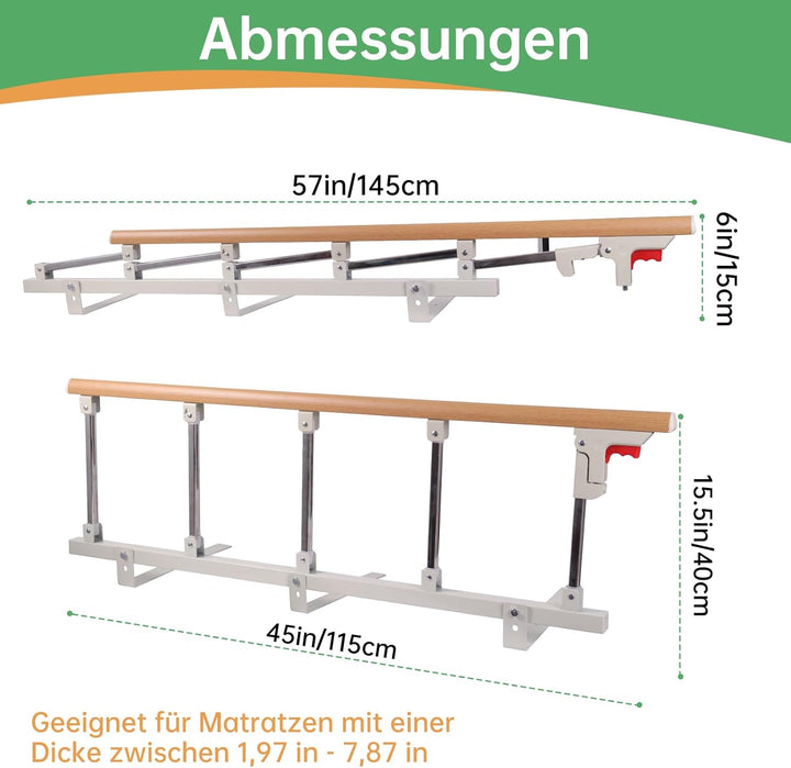 GRLEAYIE Faltbare Tragbare Sicherheits Bettschutzgitter Schutzgitter, herunterklappbarer Handlauf, B