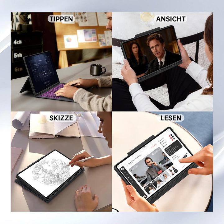 Für Samsung Galaxy Tab S11 Ultra/S10 Ultra/S9 Ultra/S8 Ultra 14.6 Zoll Hülle mit Tastatur - 7 Farbig