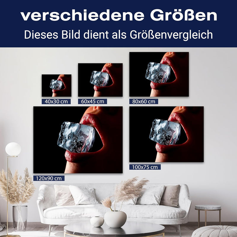 wandmotiv24 Leinwandbild 260 g/m² - Kunstdruck auf Leinwand - Wandkunst - Wandbild mit Frauen Lippen